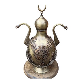 Rustic Hand-Hammered Ottoman Brass Ewer For Sale