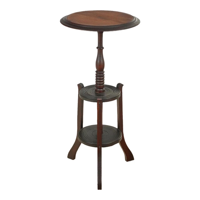 Mid 20th Century Victorian Style Tiered Wood Plant Stand For Sale