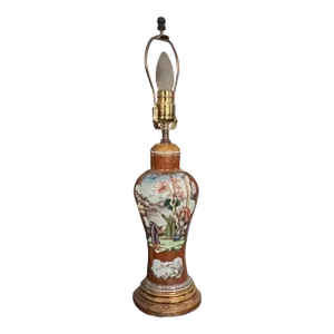 18th Century Chinese Export Porcelain Vase with Famille Rose Glaze Mounted as a Lamp