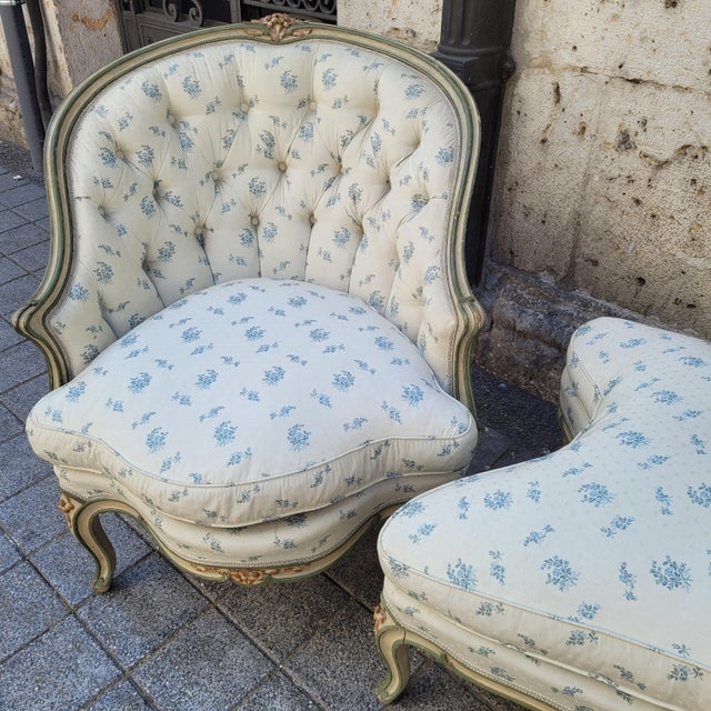 Chaise Lounge in Carved and Polychromed Wood, Set of 3 For Sale - Image 13 of 18