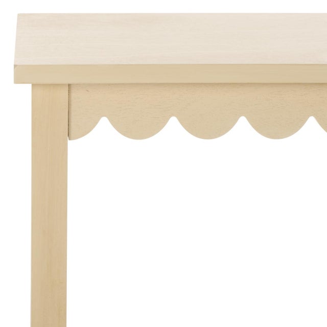 Spritely Home Heaven Scalloped Low Drawer Accent Table in Natural For Sale - Image 4 of 10