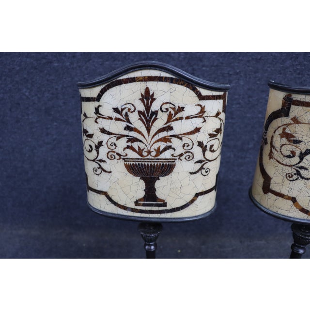 Metal Pair of Brass & Bronze Finish Table Lamps With Coconut Shell Shades For Sale - Image 7 of 12