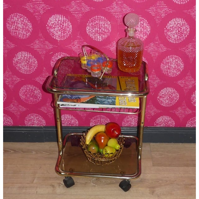 Metal Vintage Bar Cart Table, 1970s For Sale - Image 7 of 11