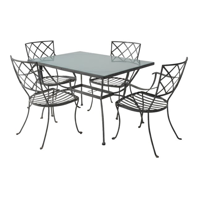 Mid-Century Wrought-Iron Patio Set For Sale
