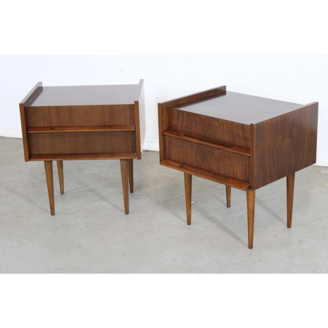 Mid-Century Modern Mid-Century Modern Edmond J. Spence Walnut Nightstands For Sale - Image 3 of 4