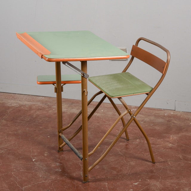 Teal Vintage Folding School Desk For Sale - Image 8 of 18