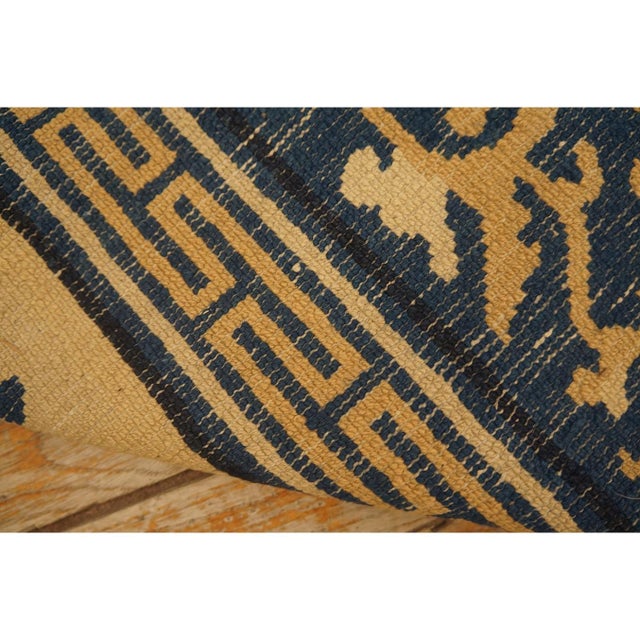 Textile 1920s Beige Medallion Greek Key Antique Chinese Peking Knotted Rug 6'2" X 8'8" For Sale - Image 7 of 8