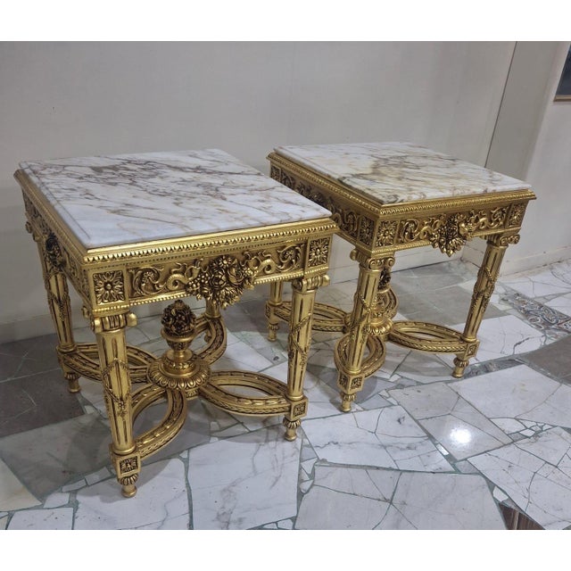 A striking French Louis XVI style guéridon table that combines architectural Neoclassical detailing with the richness of a...