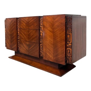 1960s United Furniture “Tiki” Mid Century Modern Brutalist Sideboard For Sale