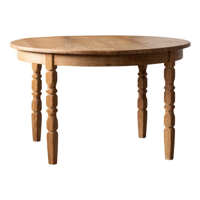 Round Oak Table from Brobyværk Møbelfabrik, Denmark, 1970s For Sale