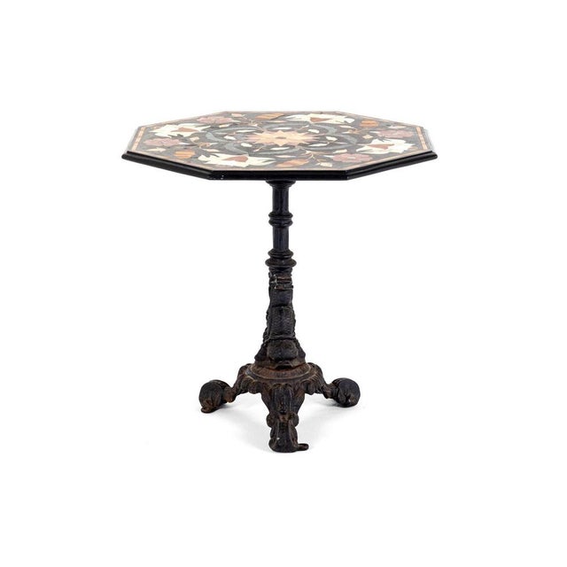 Italian Table with Pietra Dura Black Marble Top For Sale - Image 4 of 14