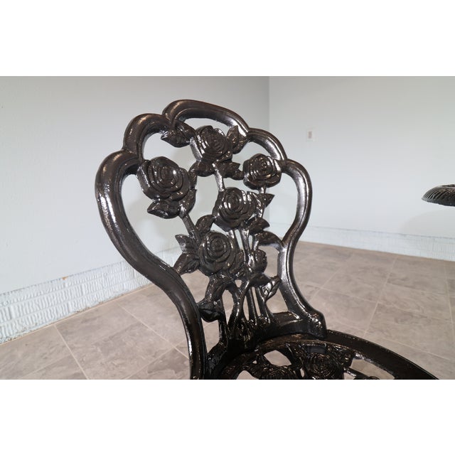 Black American Cast Iron Rose Garden Bistro Set, Mid-20th Century For Sale - Image 8 of 16