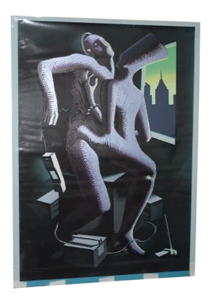 Mark Kostabi (American, B. 1960) "Close Call" Original Serigraph C.1986