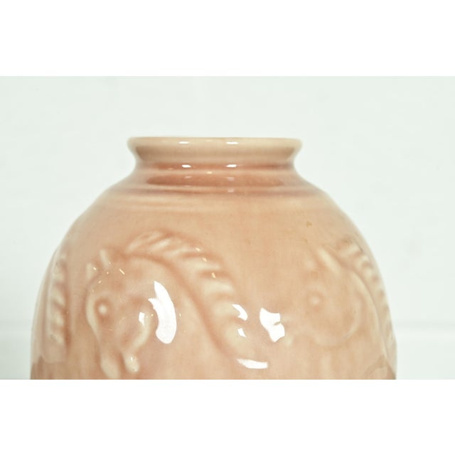 Rookwood Pottery Arts & Crafts Glazed Ceramic Art Pottery Vase With Relief Decoration of Horses, 1945 For Sale In South Bend - Image 6 of 11