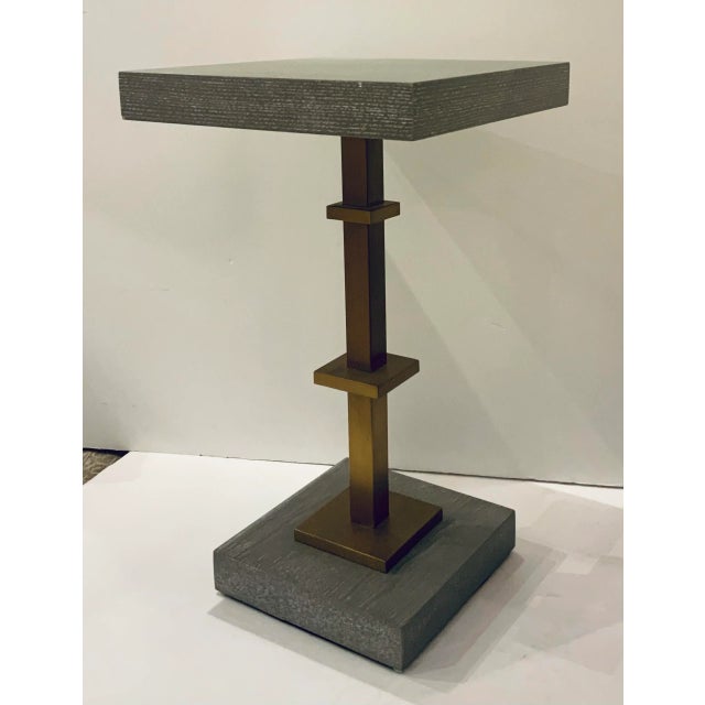 Worlds Away Worlds Away Modern Gray Cerused Oak Finished Bosch Side Table For Sale - Image 4 of 4