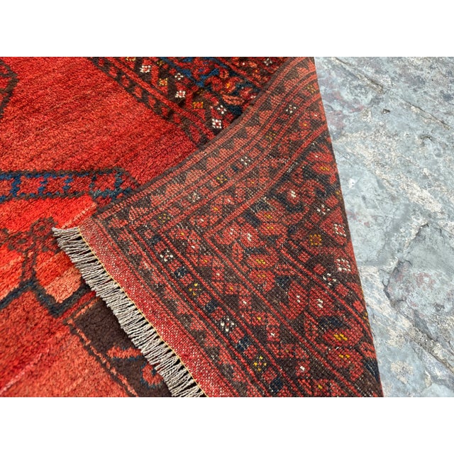 Ruby Red 1850s Antique Turkmen Bukhara Rug For Sale - Image 8 of 9