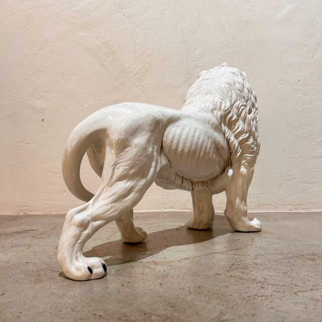 Ceramic Roaring Lion by Giovanni Ronzan, 1950s, in Good conditions. Designed 1950 to 1959 This piece has an attribution...