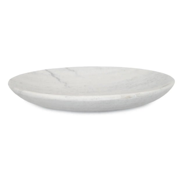 Large modern white solid marble round plate / bowl with honed matte finish. Each slightly unique in natural marble...