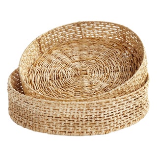 Juliet Abaca Round Trays, Set Of 2 For Sale