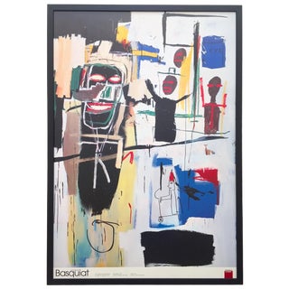 Jean Michel Basquiat Rare Vintage 1999 Collector's Lithograph Print Large Framed Italian Exhibition Poster " Peel Quickly " 1984 For Sale