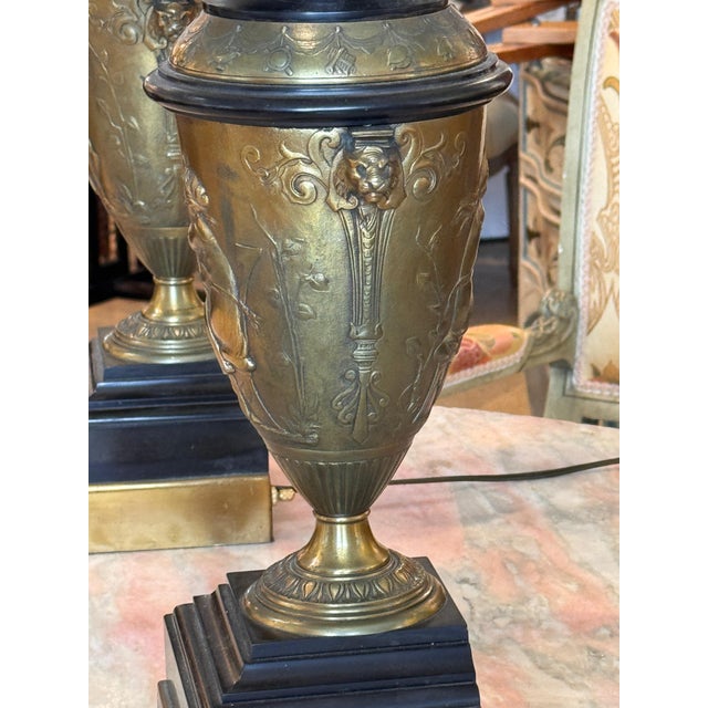 1920s Gilded Bronze and Marble Lamps - a Pair For Sale - Image 11 of 14