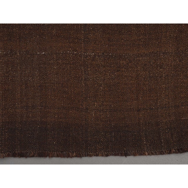 1970s Vintage Handmade Wool Cotton Brown Runner Rug For Sale In San Francisco - Image 6 of 11
