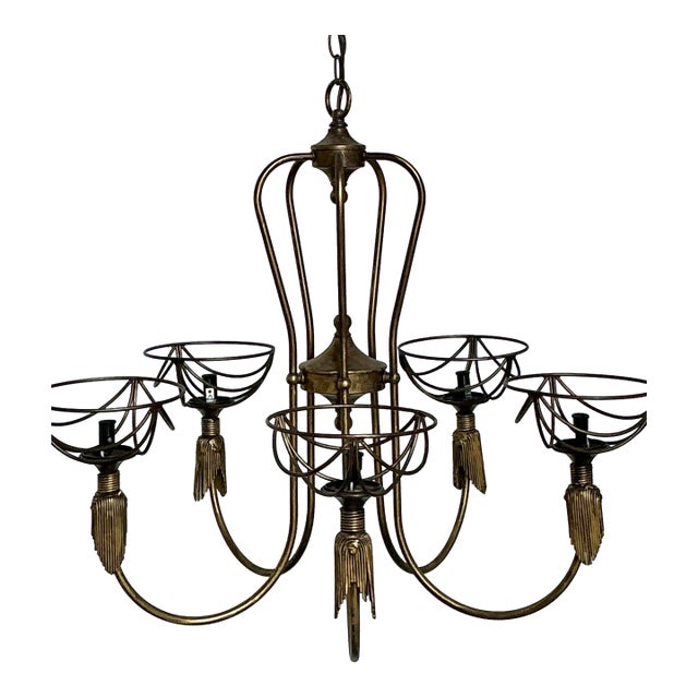 Vintage Hinkley Burnished Brass Tassel Chandelier For Sale