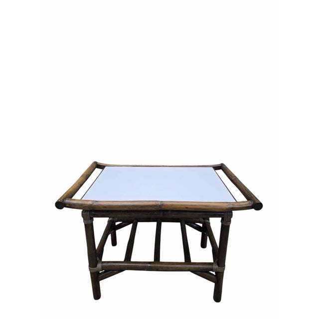 Mid-Century Modern Vintage Modern Coastal Bamboo Side Table by Vogue Rattan For Sale - Image 3 of 10
