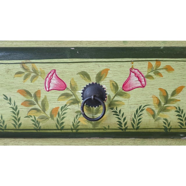 Green Antique French Country Hand Painted Cabinet For Sale - Image 8 of 9