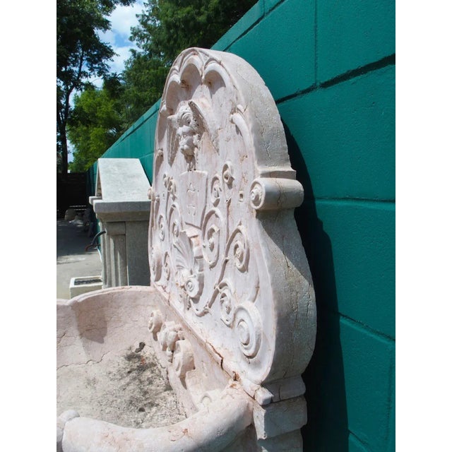 Renaissance Monumental Italian Wall Fountain in Carved Verona Rossa Marble, Early 1900s For Sale - Image 3 of 12