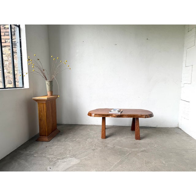 Vintage French Brutalist Coffee Table in Walnut, 1970s For Sale - Image 3 of 18