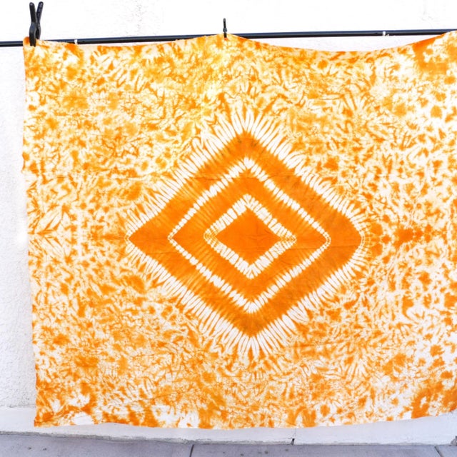 Orange Early 21st Century African Tie-Dye Textile Art For Sale - Image 8 of 9