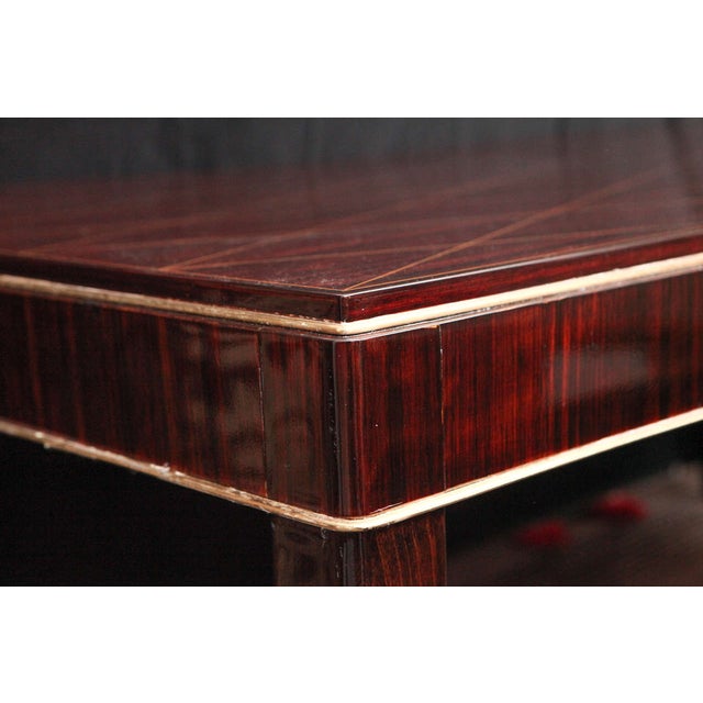 1940s Art Deco Rosewood and Gilded Albert Fournier Dining Table With Brass Accents For Sale - Image 5 of 8