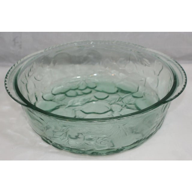 Vintage Indiana Glass Madeira Pattern Spanish Green Lidded Casserole Dish For Sale - Image 9 of 11