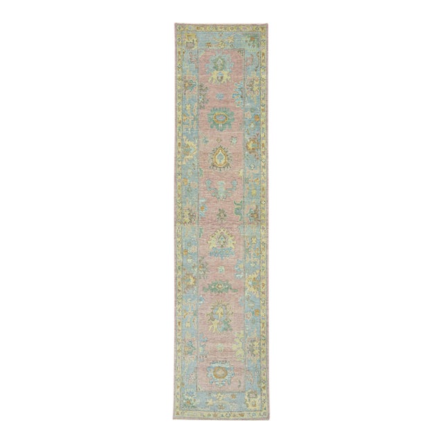 Turkish Oushak Runner Rug 2'11" x 12'2" For Sale