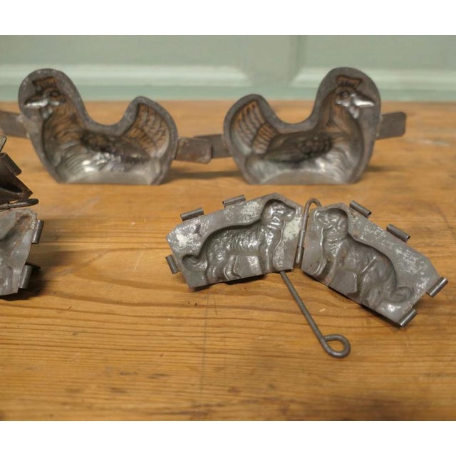 Chicken, Dog, Cat and Toque Blanche Chocolate Molds, 1910, Set of 4 For Sale - Image 3 of 8