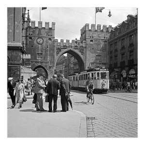 Tram at Karlstor Gate Inner City Munich, Germany, 1937