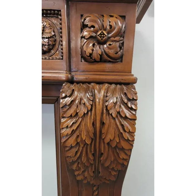 French Louis XVI Style Hand-Carved Limewood Fireplace Mantel For Sale - Image 12 of 12