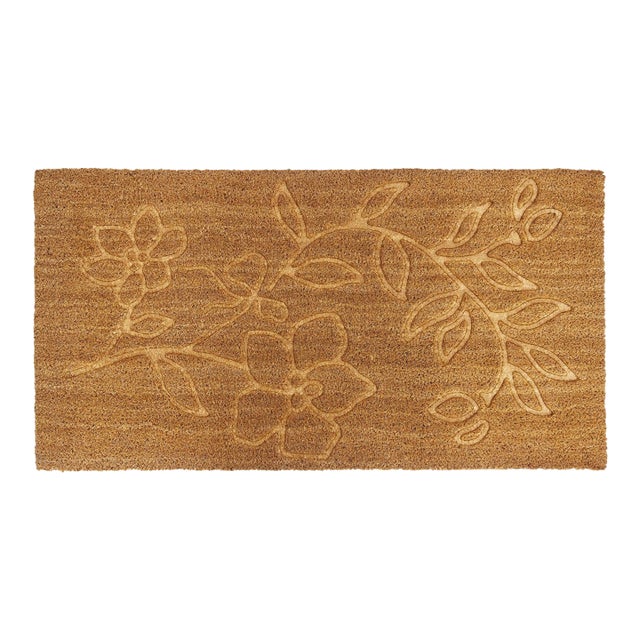 3'x5' Floral Coir Doormat For Sale
