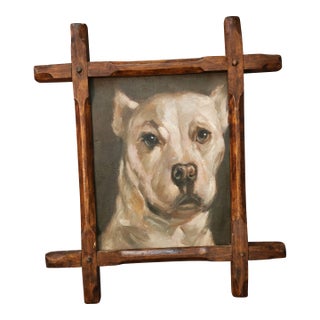 Portrait Oil Painting of a Pit Bull Dog For Sale