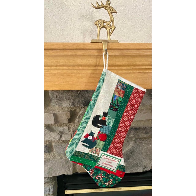 Vintage Folk Art Artisan createdChristmas stocking. Dating to 1999, this unique textile is an exquisite example of late...