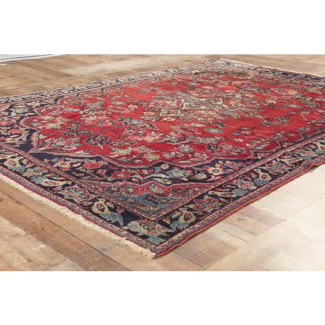 Textile Vintage Persian Mahal Rug - 06’10 X 09’03 For Sale - Image 7 of 9