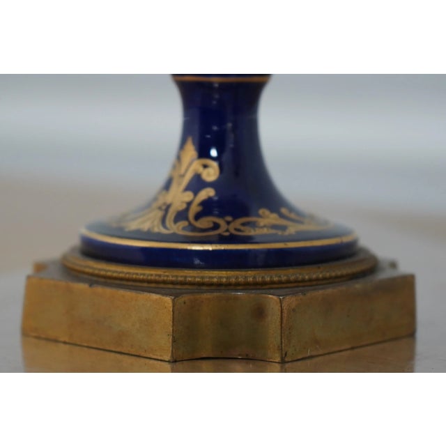 Pair Sevres Vintage Porcelain Decorated Lidded Urns For Sale - Image 9 of 12