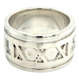 1990s Tiffany & Co Estate Atlas Ring Size 4 Silver 11 mm For Sale