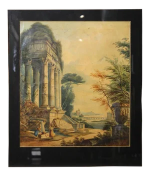 Late 19th Century Baroque Style Capriccio Landscape View with Figures