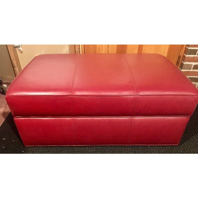 Ethan Allen Red Leather Storage Ottoman Chairish