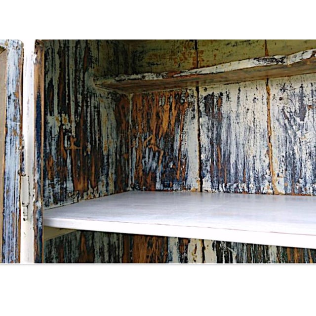 Paint Antique Wooden Display Cabinet with Original Beveled Glass and Lived-in Patina, 1890s For Sale - Image 7 of 9