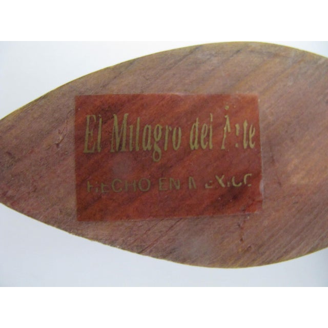 Brown Mexican Milagros Wood Folk Art Cross With Cherub Guardian Angel & Charms For Sale - Image 8 of 8