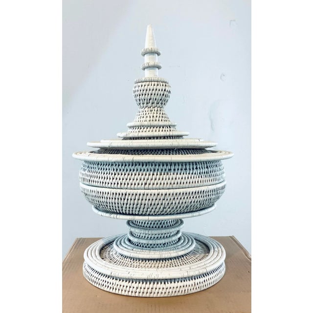 2020s Made Goods Modern White Rattan Robin Object For Sale - Image 5 of 5