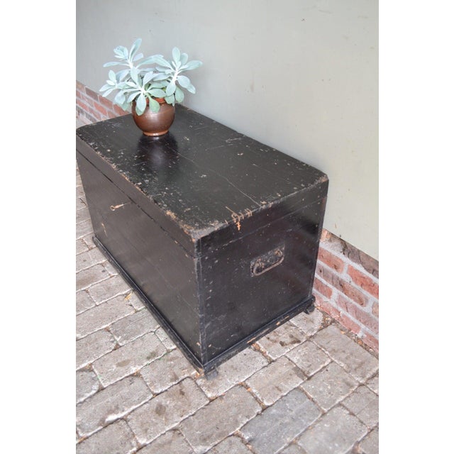 Antique Black Blanket Chest For Sale - Image 5 of 8